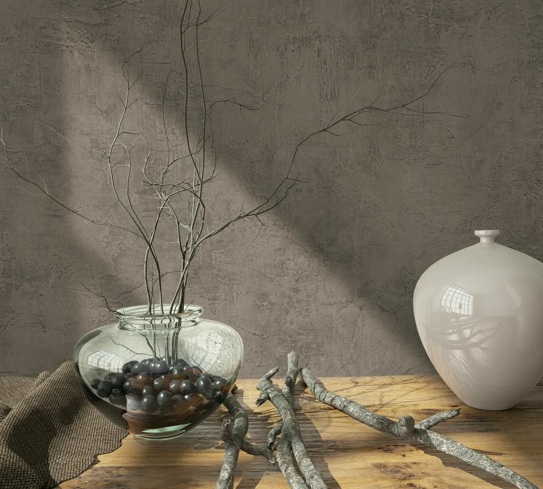 Marburg Loft Superior 34188 cool taupe plaster-look textured wallpaper