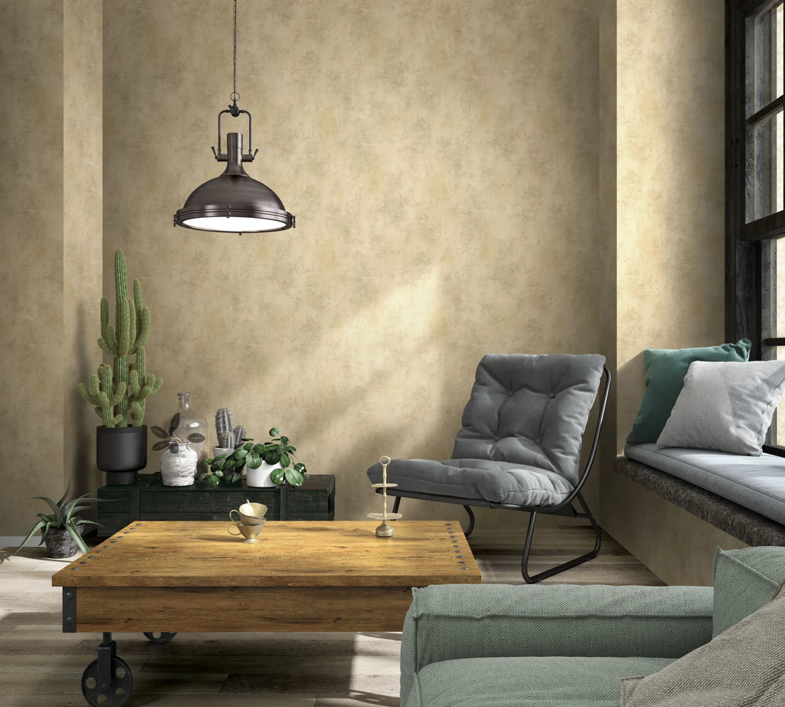 Marburg Loft Superior 34190 warm beige plaster-effect textured wallpaper