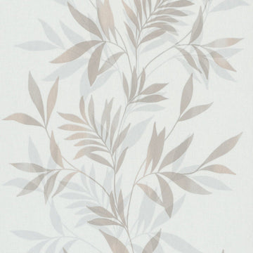 Marburg Mona 82459 beige and white leafy botanical wallpaper with a subtle linen-like ground