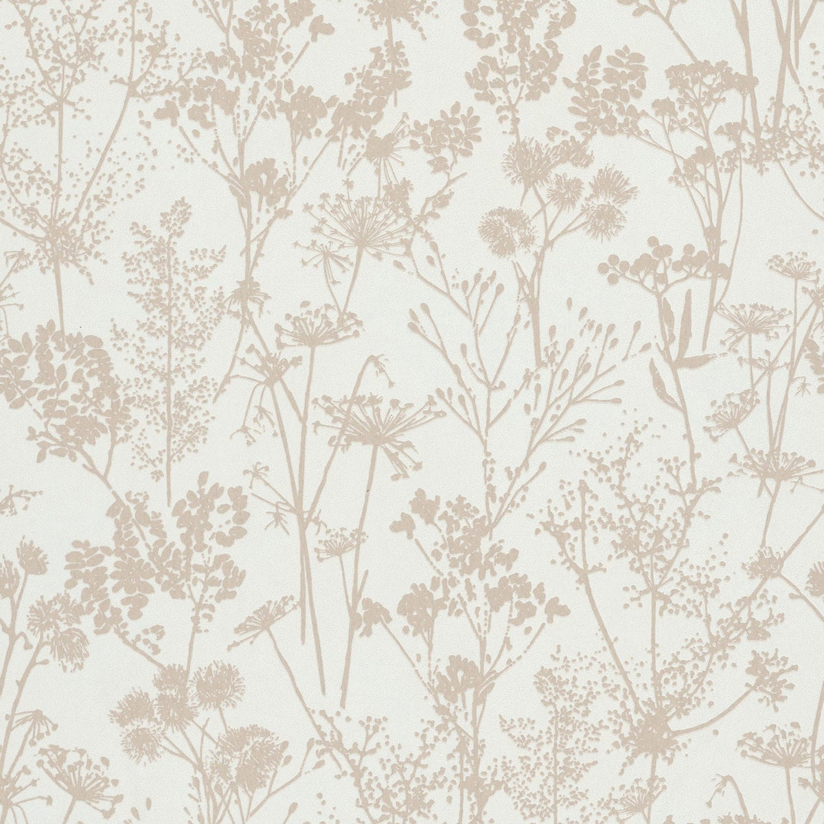 Marburg Mona 82463 wallpaper with soft beige botanical silhouettes on a soft white ground.