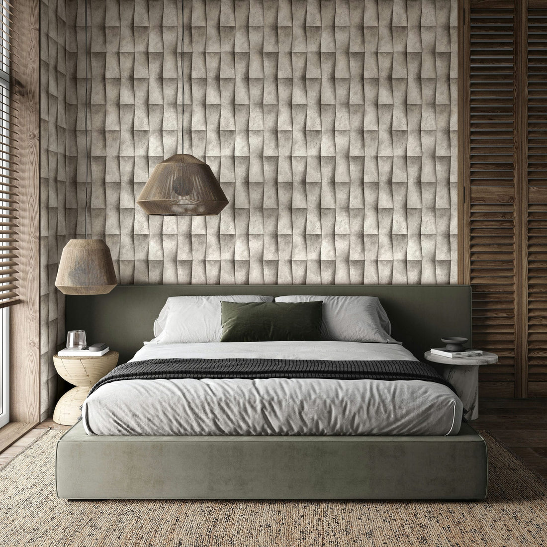 Marburg Novamur Mona 81650 warm taupe 3D geometric stone-effect non-woven wallpaper