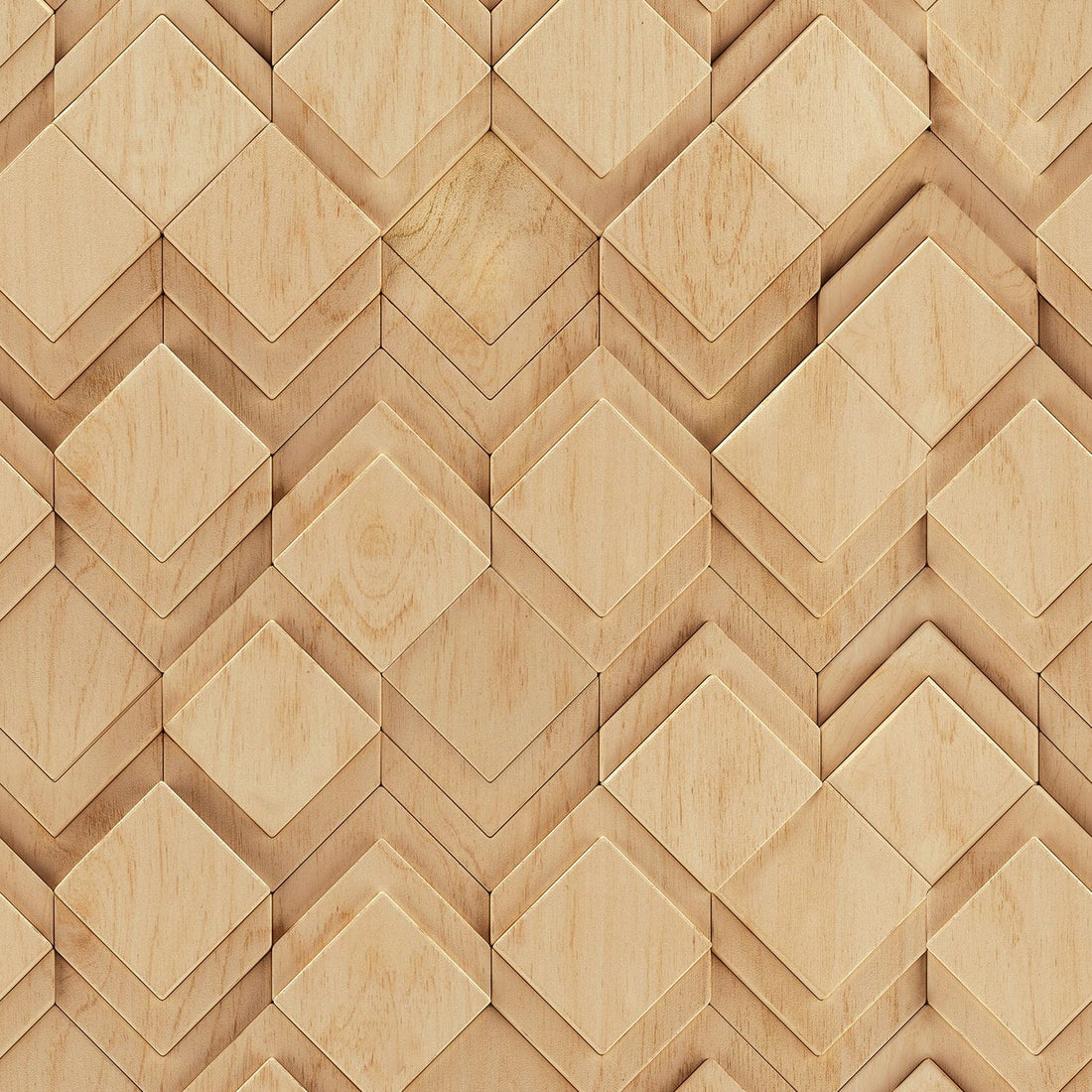 Marburg Novamur Mona 81676 beige and brown geometric wood-look wallpaper with subtle 3D diamond effect