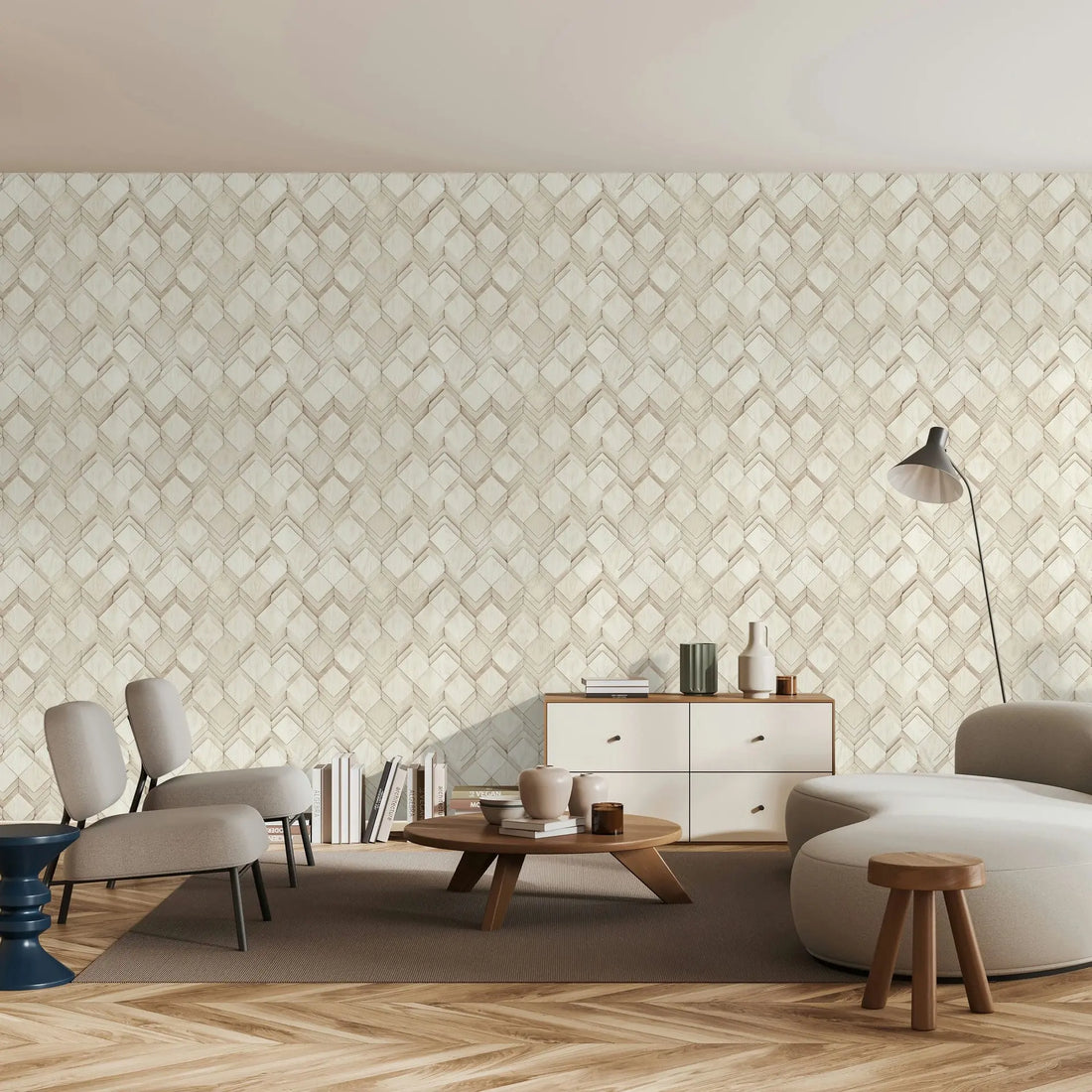 Marburg Novamur Mona 81678 beige geometric 3D diamond non-woven wallpaper