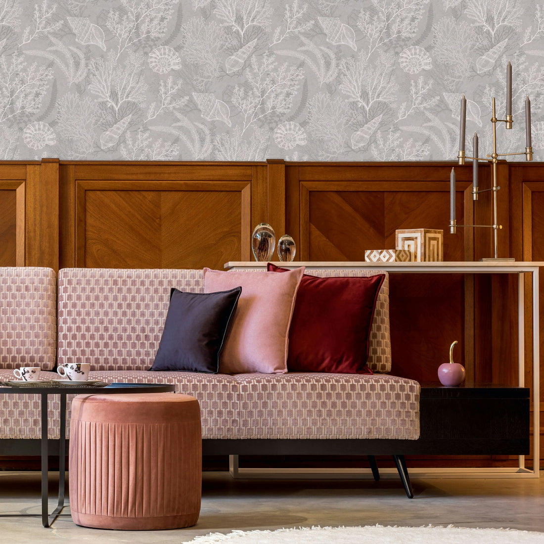 Marburg Novamur Mona 81687 grey and white coastal coral and shell wallpaper