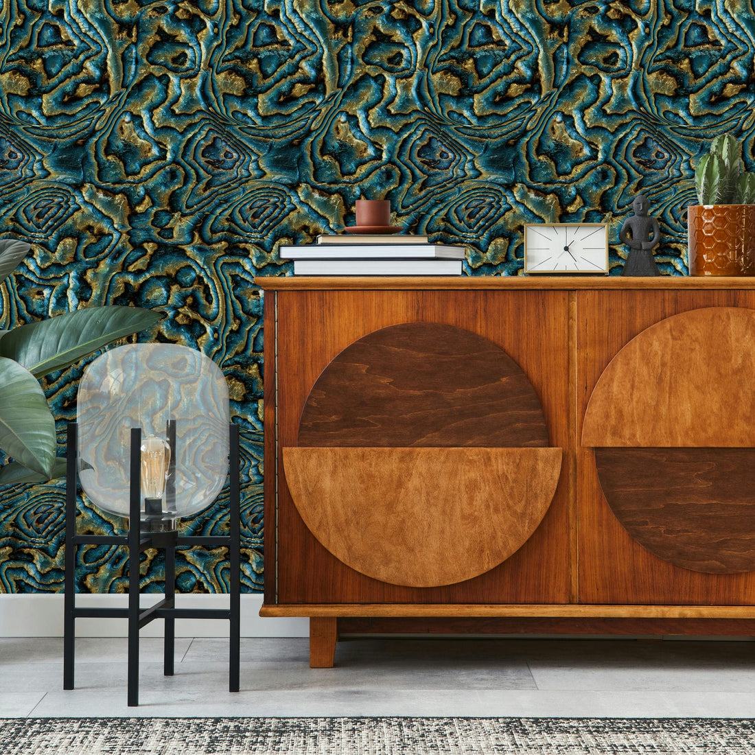 Marburg Novamur Mona 81693 abstract deep navy and gold organic wallpaper