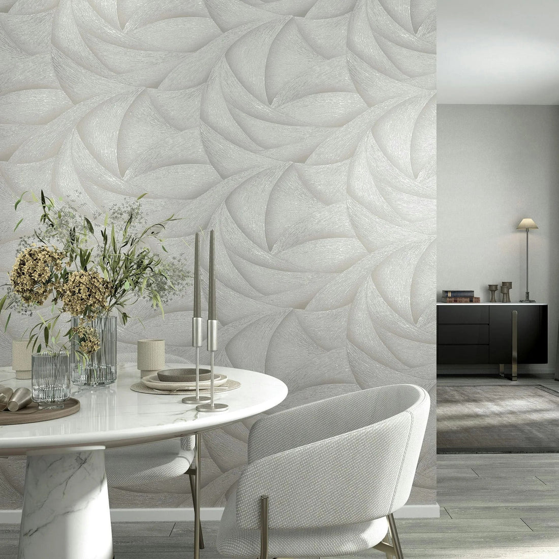 Marburg Ritus 35501 abstract soft white wave pattern wallpaper