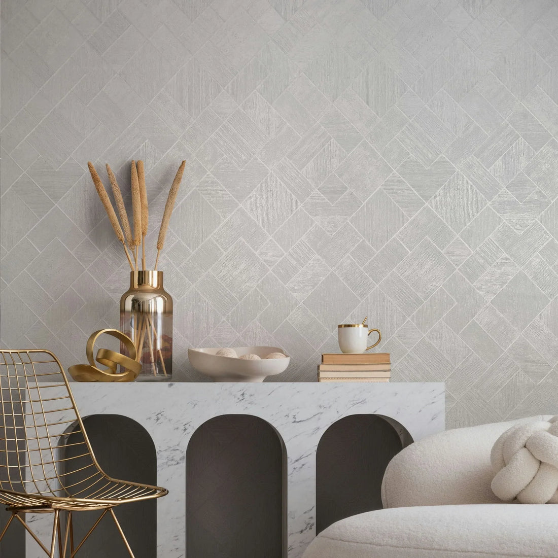 Marburg Ritus 35508 white geometric diamond wallpaper
