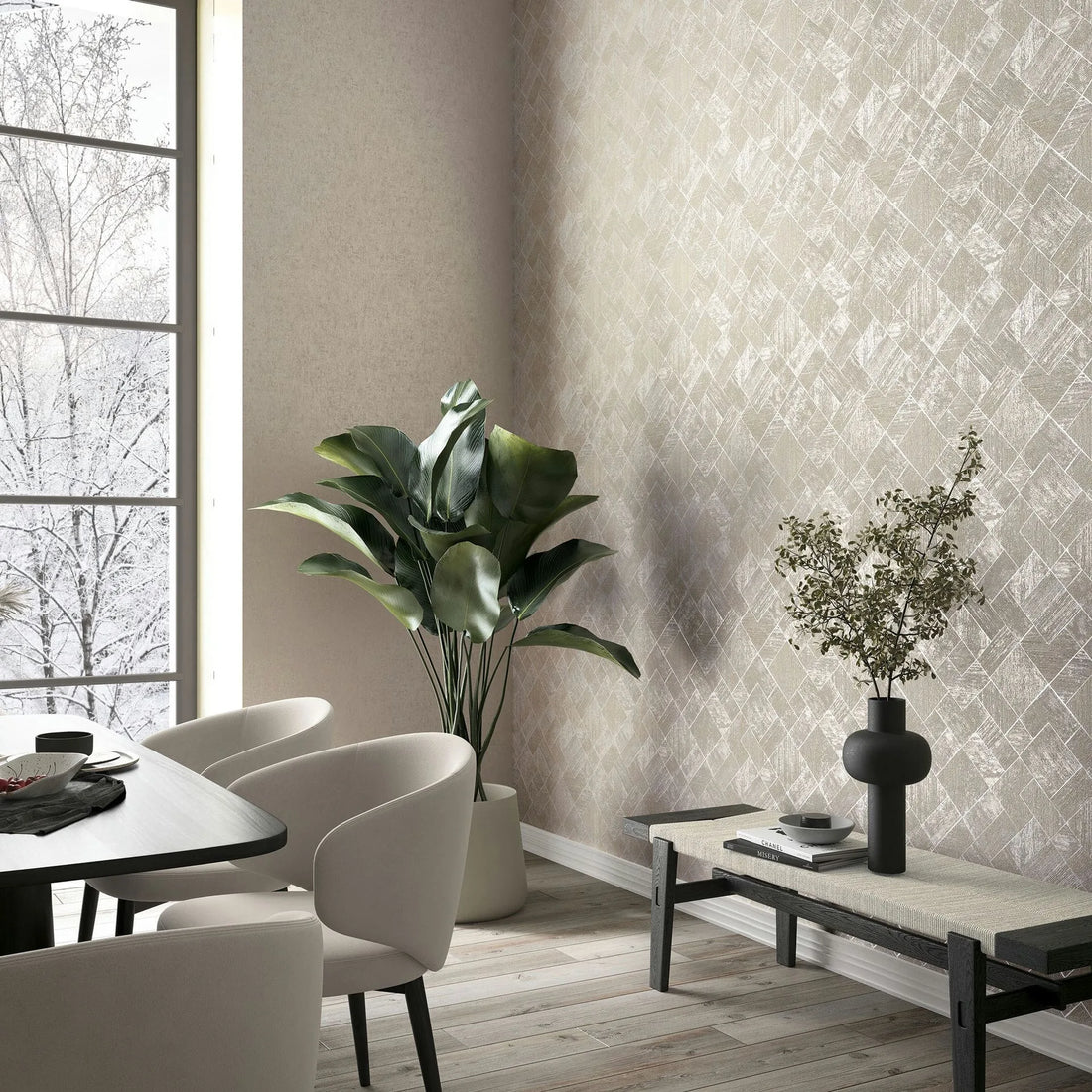 Marburg Ritus 35509 beige geometric diamond wallpaper close-up