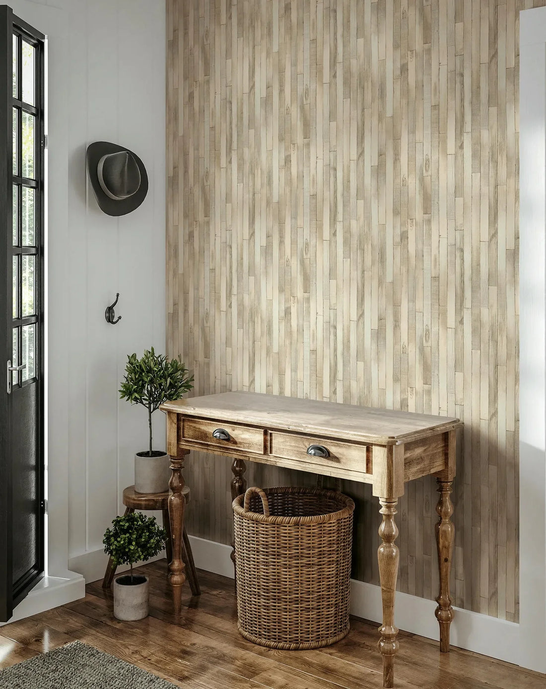 Marburg Struktura 45734 beige wood plank wallpaper with vertical boards