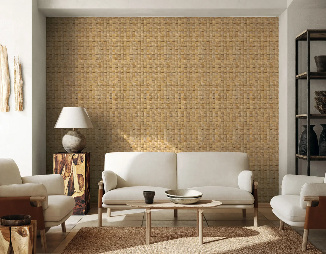 Marburg Struktura 45739 warm beige basketweave grasscloth-look wallpaper