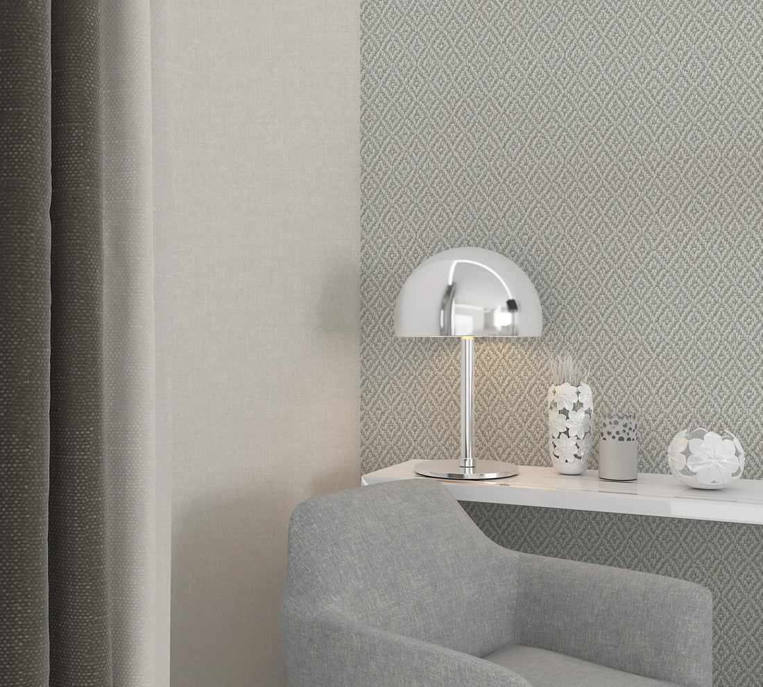Marburg Struktura 45747 wallpaper with embossed textile-look diamond weave in soft greige
