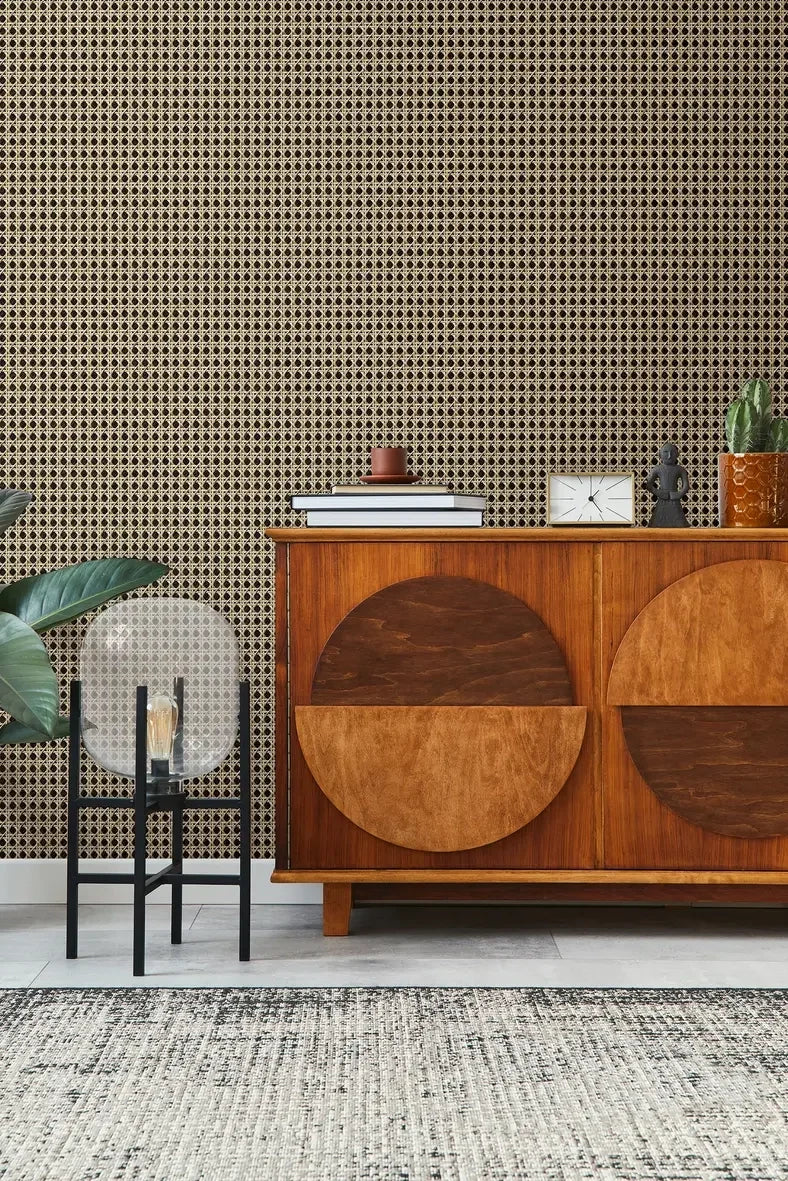 Marburg Struktura 45751 cane lattice wood-look wallpaper in warm brown