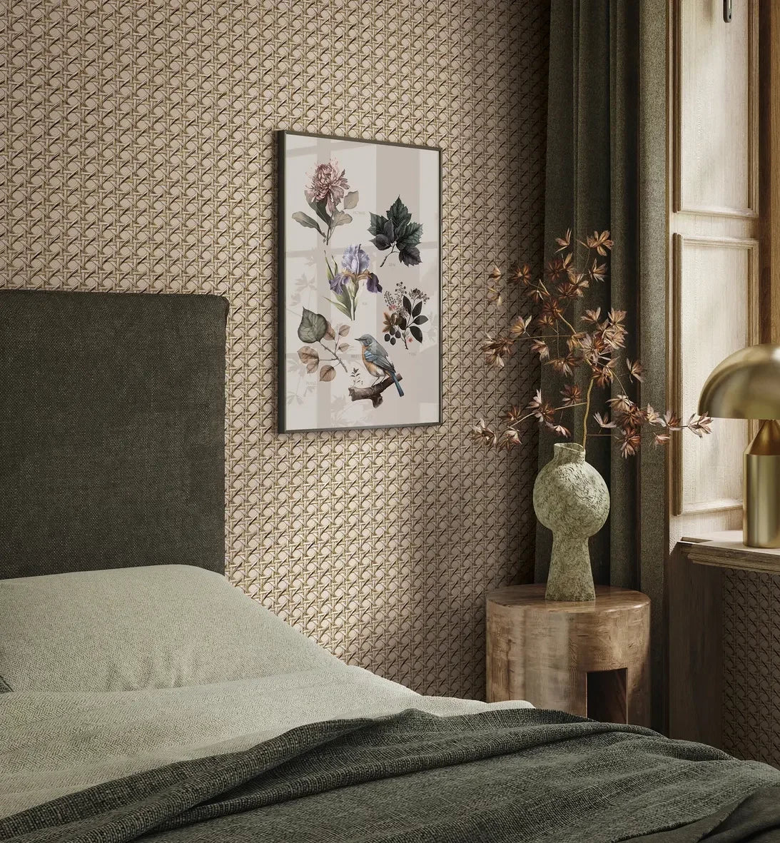 Marburg Struktura 45752 warm taupe wood-look lattice geometric wallpaper