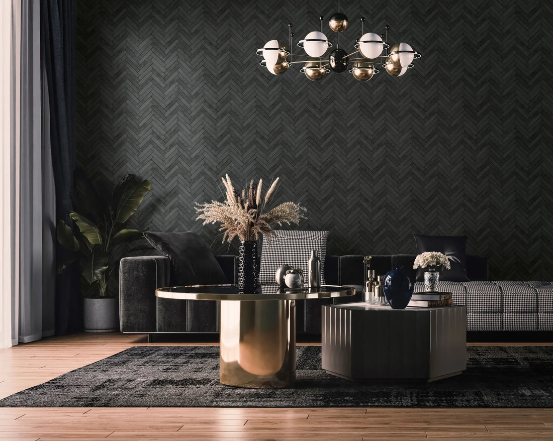 Marburg Struktura 45761 anthracite herringbone stone-look wallpaper