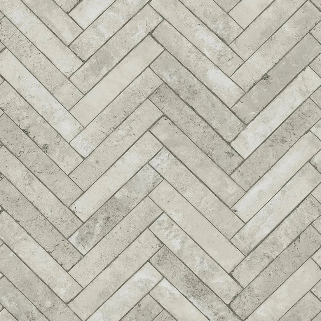 Marburg Struktura 45762 stone-look herringbone wallpaper in light greige and grey tones.