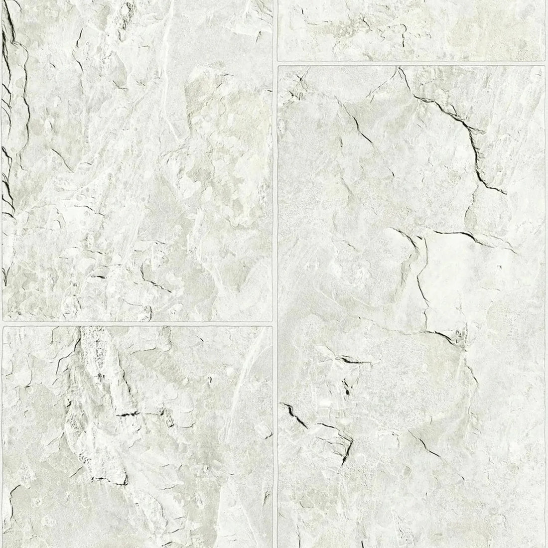 Marburg Struktura 45767 soft white stone tile-look wallpaper with subtle veining and grout lines.