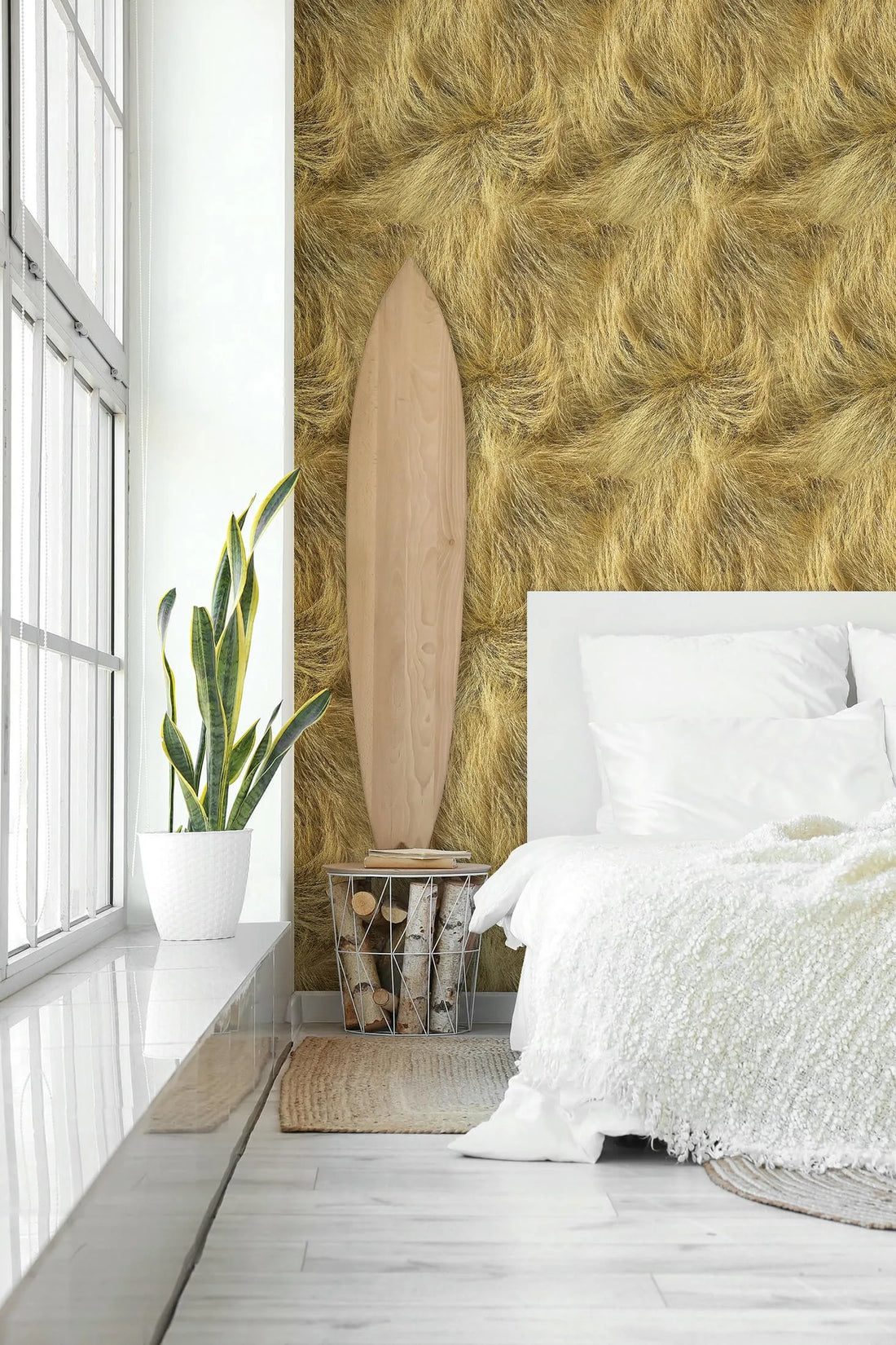 Marburg Struktura 45769 soft gold organic fiber texture wallpaper close-up.