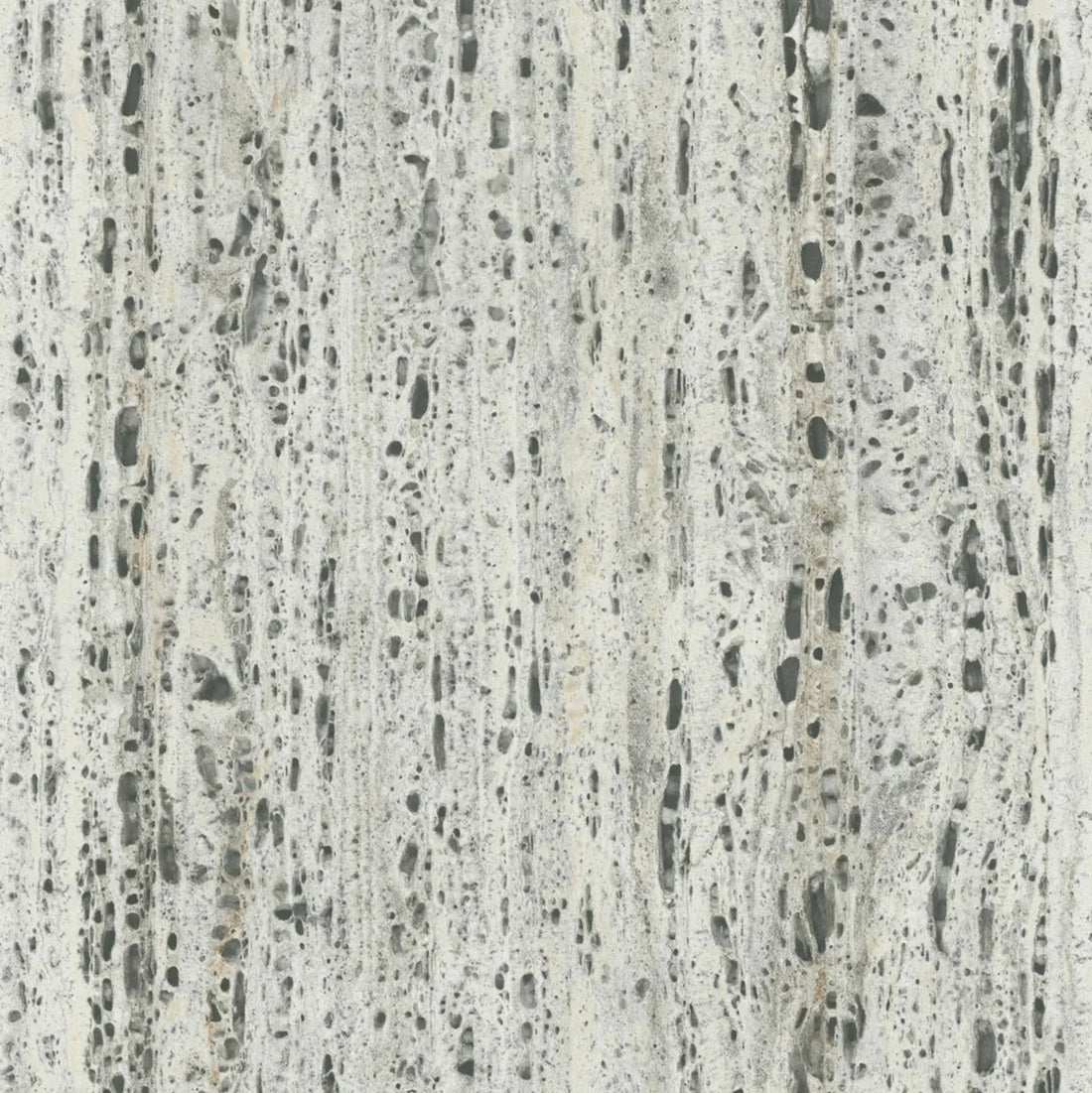 Marburg Travertino 33350 stone-effect wallpaper in light greige and grey with vertical striations.
