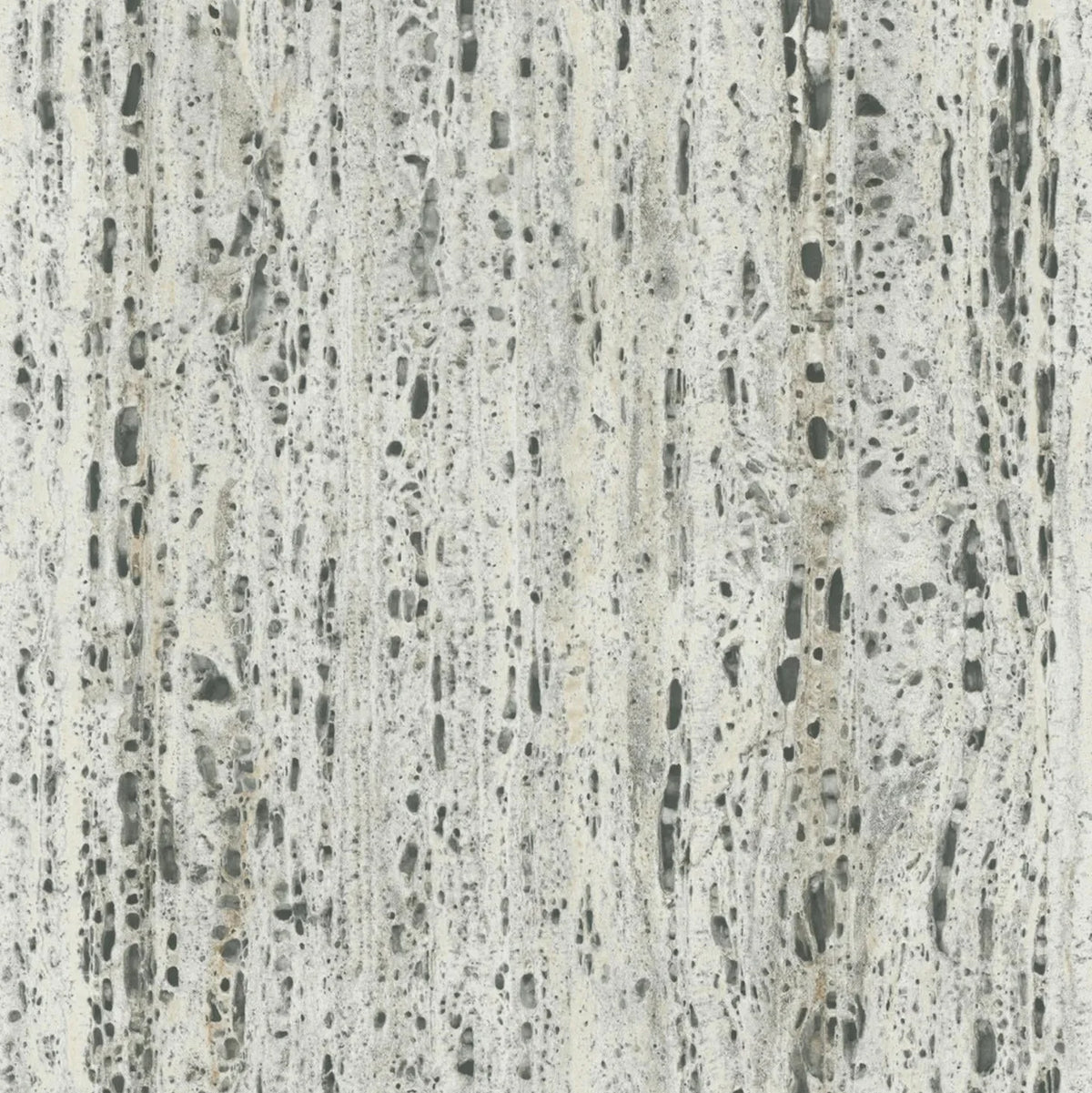 Marburg Travertino 33350 stone-effect wallpaper in light greige and grey with vertical striations.