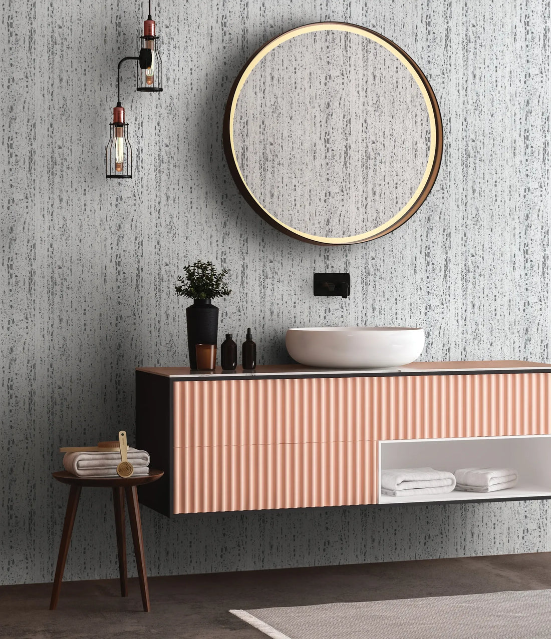 Marburg Travertino 33352 wallpaper with soft white and grey travertine stone texture