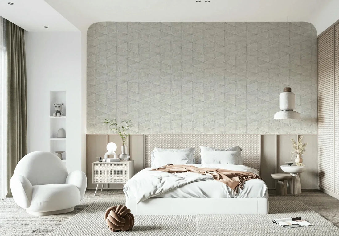 Marburg Travertino 33357 light greige geometric triangle stone-look wallpaper