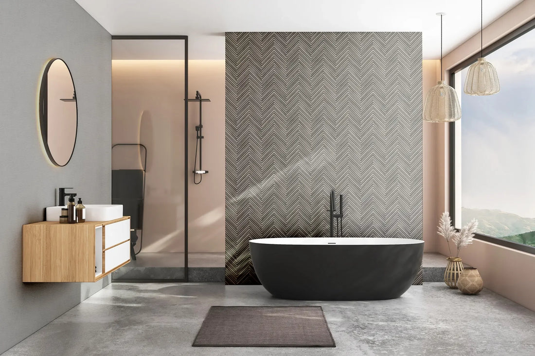 Marburg Travertino 33370 neutral grey travertine stone-look non-woven wallpaper with subtle horizontal striations