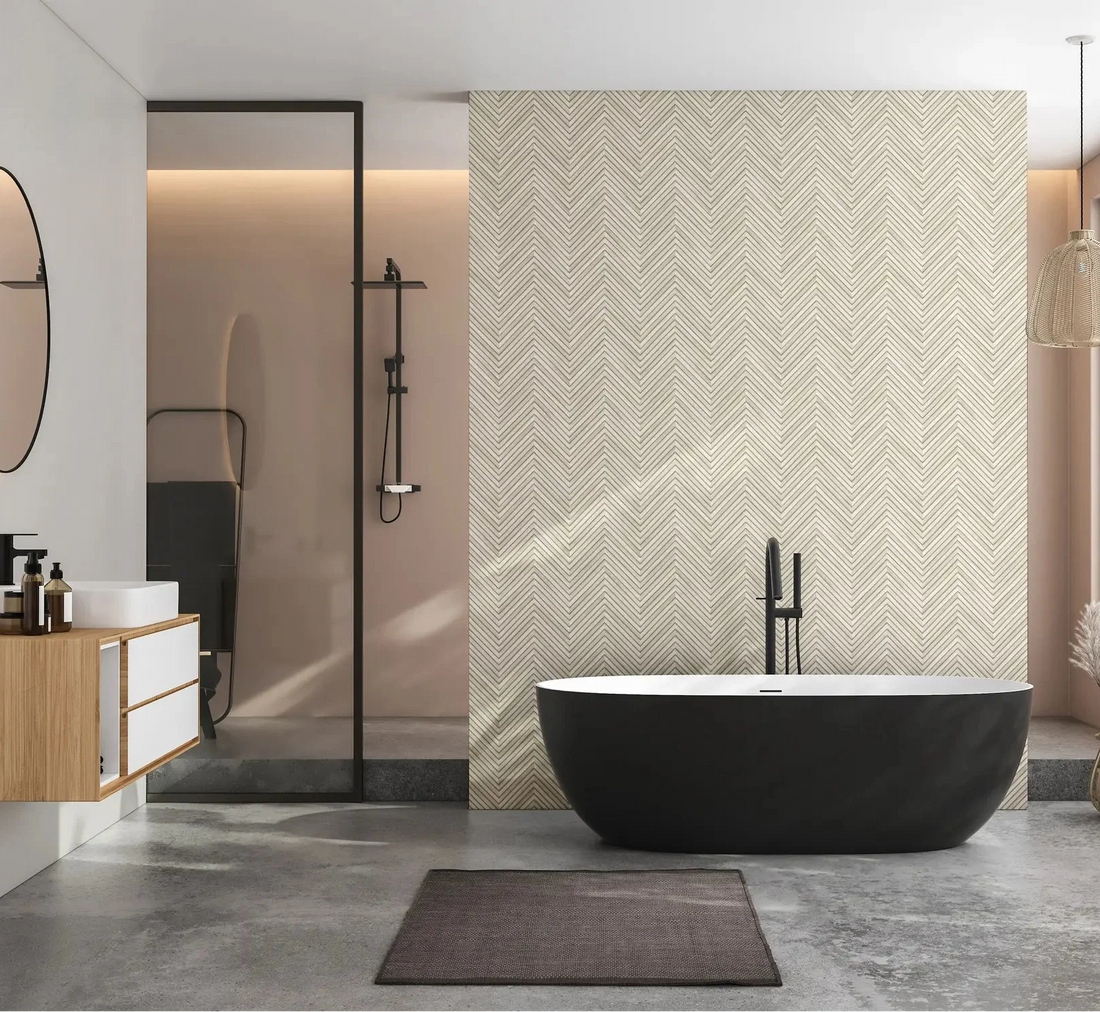 Marburg Travertino 33373 light greige chevron wood-look wallpaper