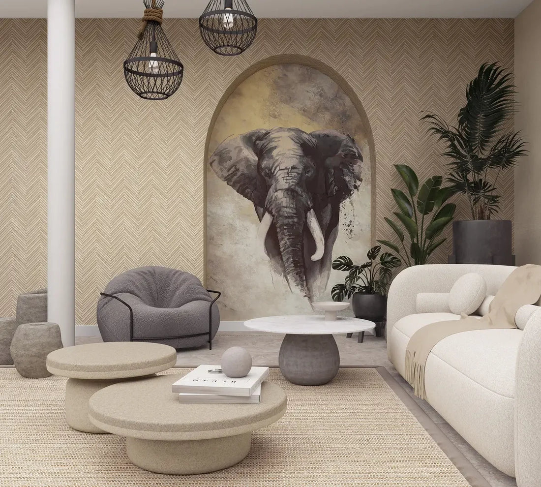 Marburg Travertino 33376 warm taupe chevron wood-look wallpaper