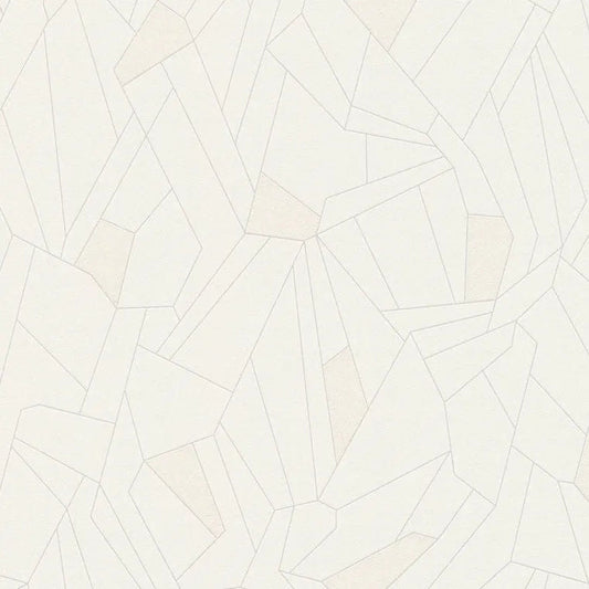 Closeup of a wallpaper showing its Contemporary, Geometric, Monochrome, Neutrals, White pattern, color, and texture.