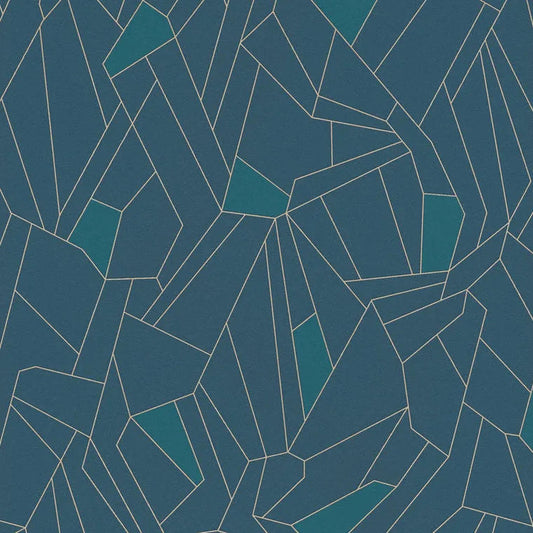 Closeup of a wallpaper showing its Blue, Contemporary, Geometric pattern, color, and texture.