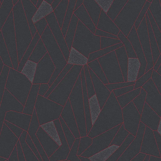 Closeup of a wallpaper showing its Black, Contemporary, Geometric, Two-tone pattern, color, and texture.