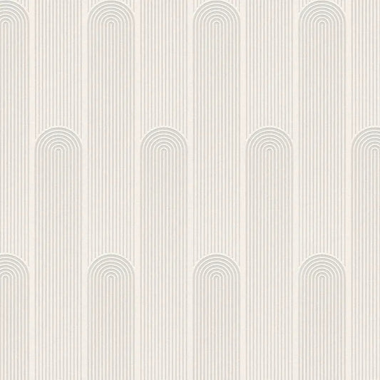 Closeup of a wallpaper showing its Art-Deco, Best-Seller, Contemporary, Cream, Geometric, Neutrals pattern, color, and texture.