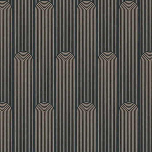 Closeup of a wallpaper showing its Art-Deco, Brown, Contemporary, Geometric pattern, color, and texture.