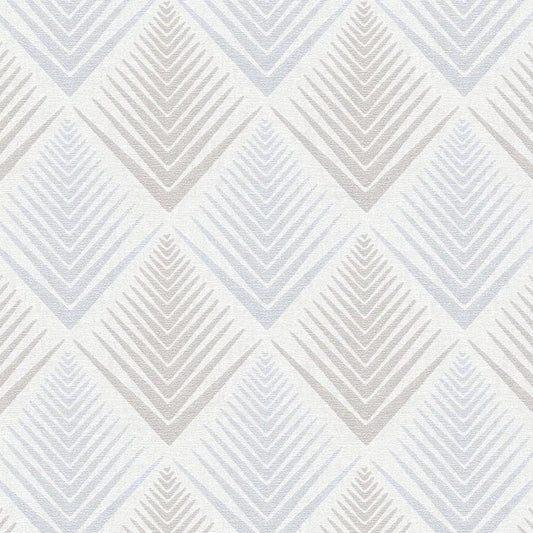 Closeup of a wallpaper showing its Blue, Chevron, Contemporary, Geometric, Neutrals, Two-tone pattern, color, and texture.