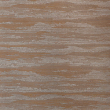 Thibaut Overlook Copper T24411 abaca grasscloth wallpaper with hazy, mountain-inspired bands in warm copper and silvery taupe.
