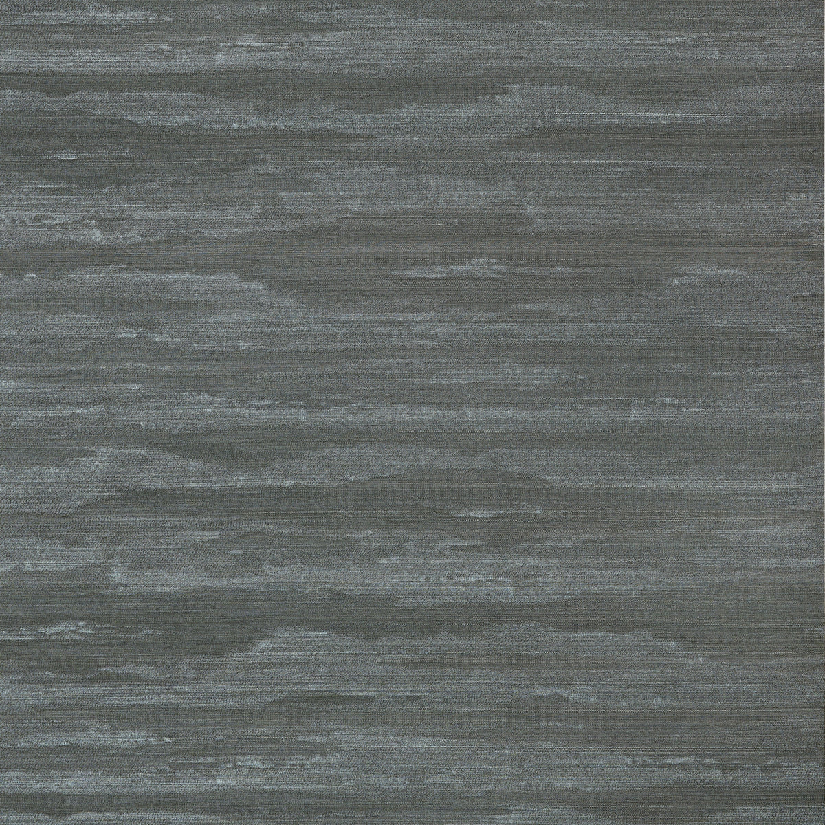 Thibaut Overlook Spruce T24412 grasscloth wallpaper with abstract hazy horizontal bands in deep spruce green.