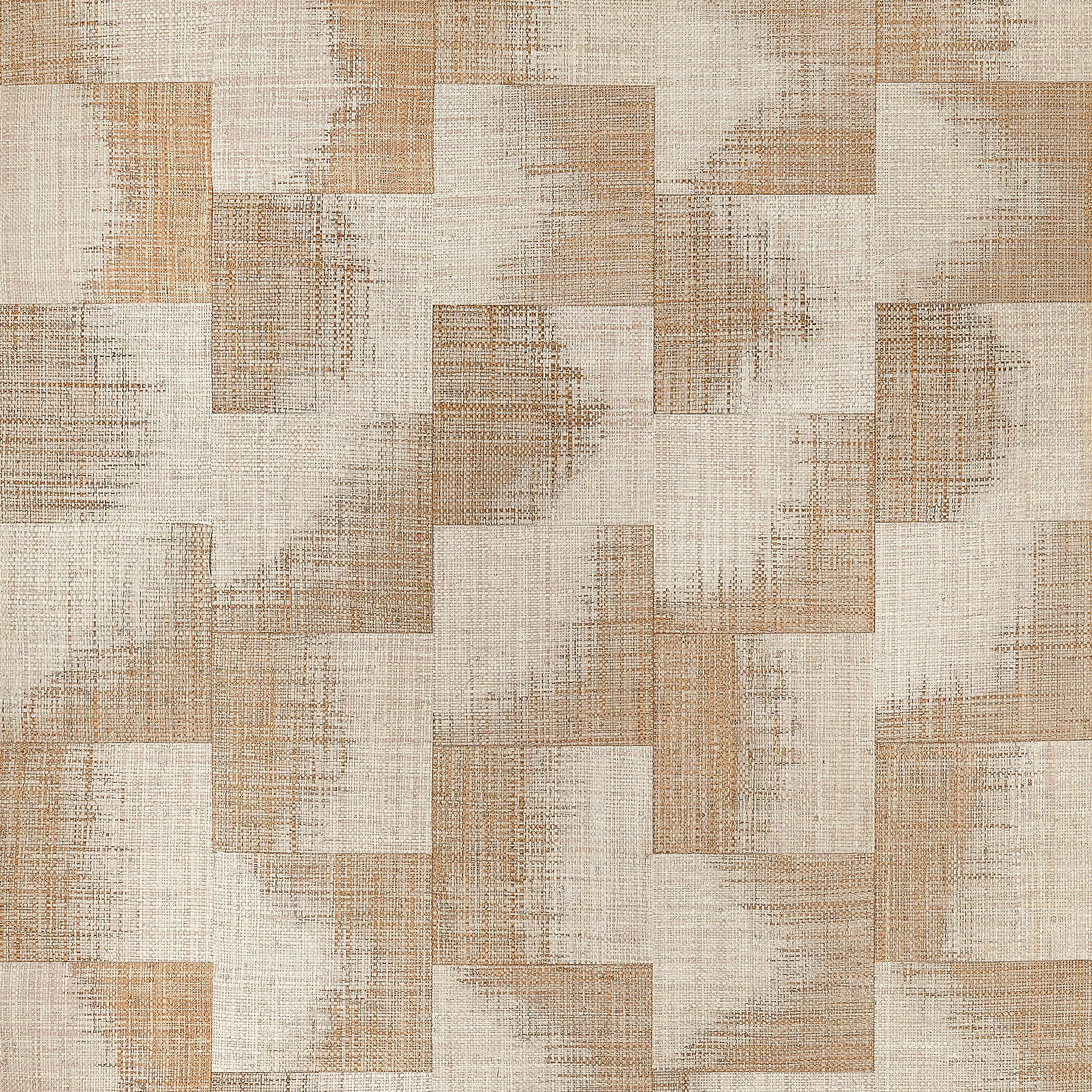 Thibaut Raffia Squares Beige T24431 geometric raffia grasscloth wallpaper swatch